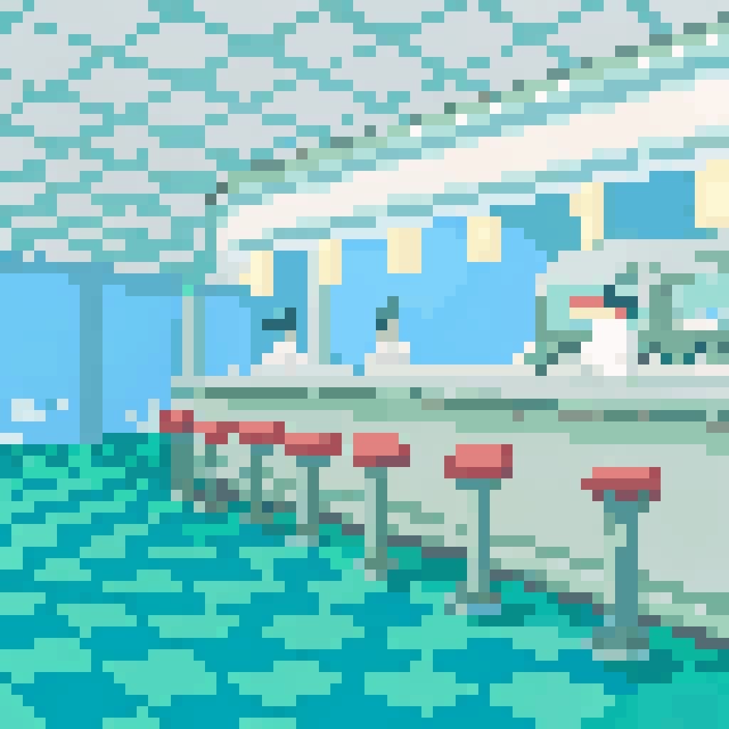 Retro Diner Scene in Vibrant Pixel Art