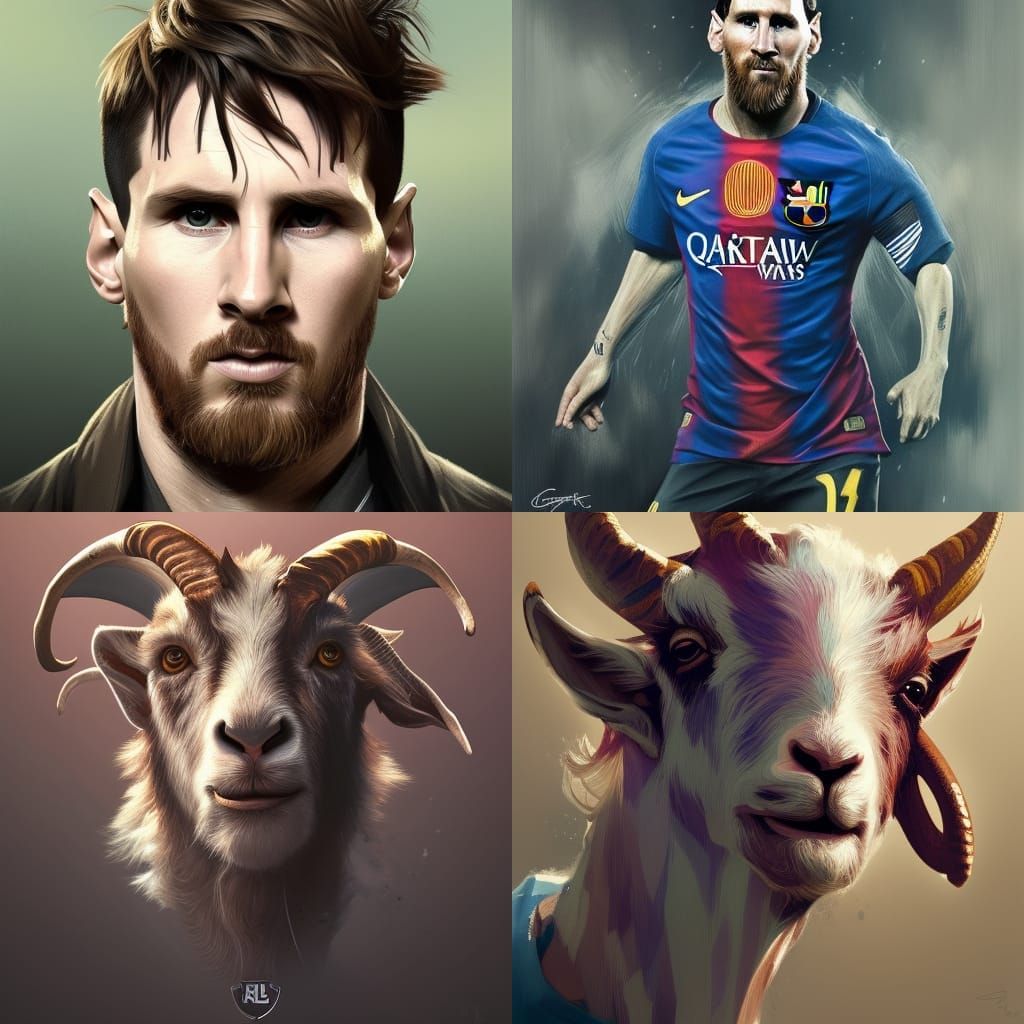 Messi Portrait in Hyperdetailed Concept Art Style