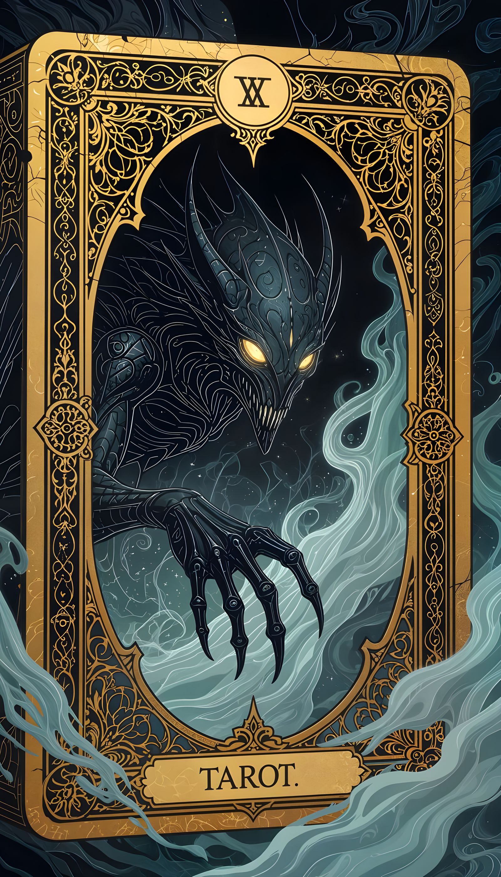 Mythical Creature Emerges from Tarot Card Portal