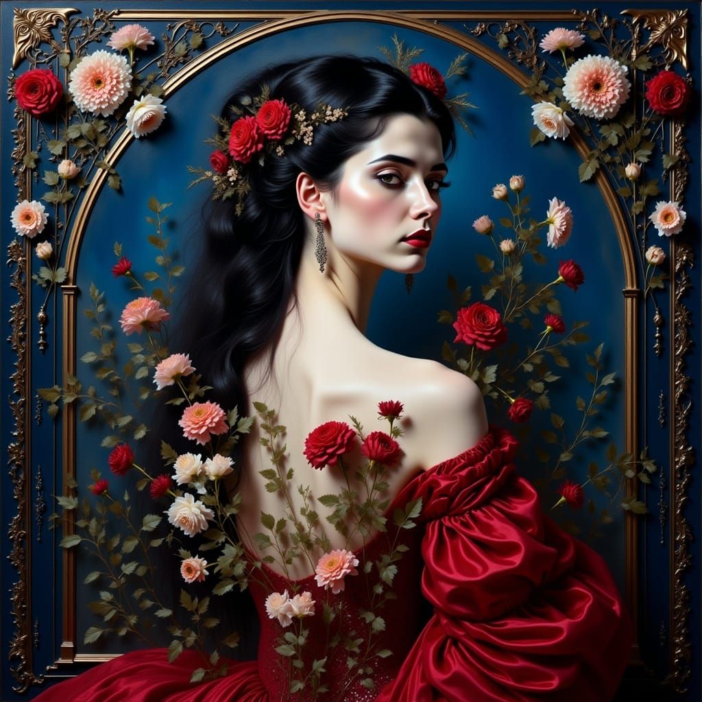 A stunning portrait blends Renaissance painting techniques w...