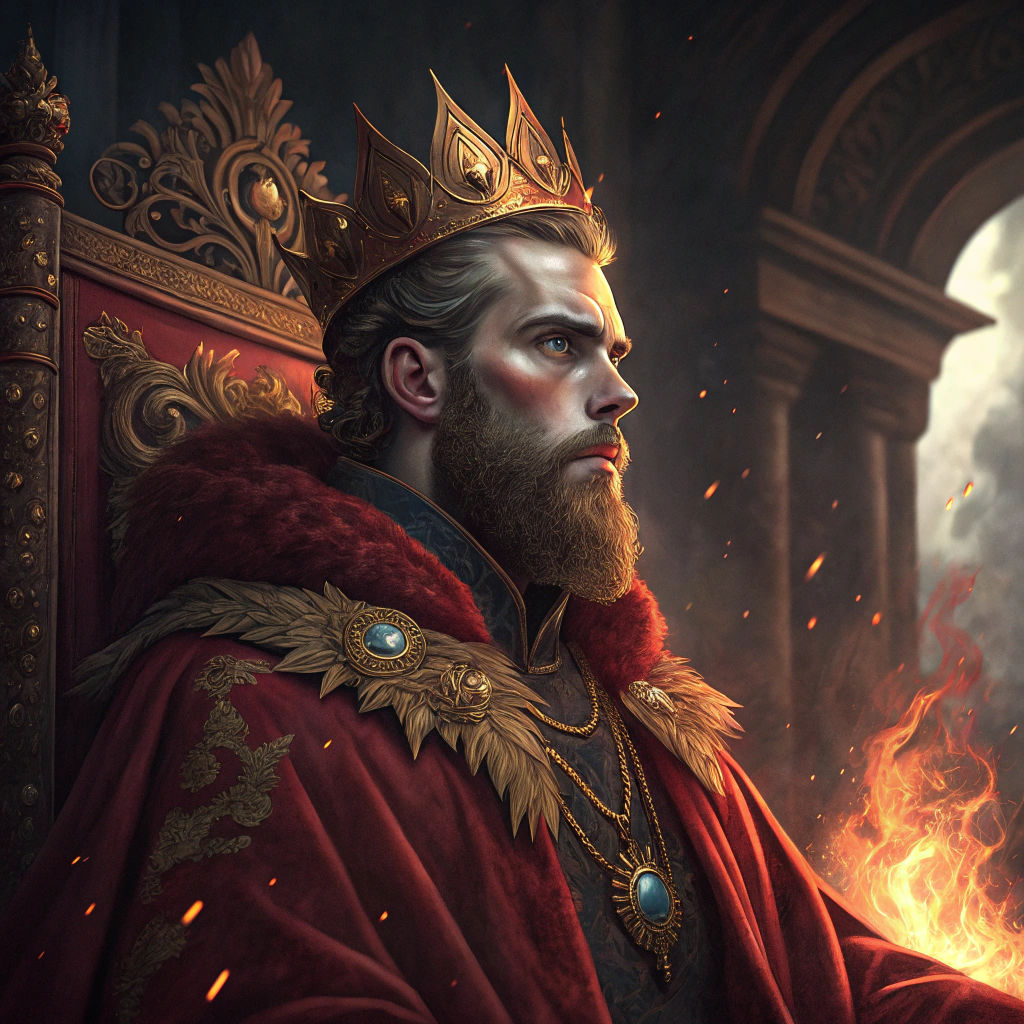 Majestic Man Steps Forth from Burning Tapestry