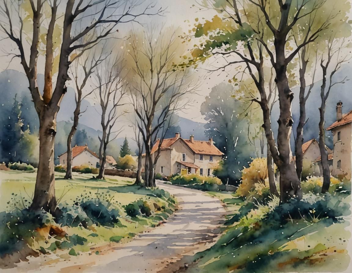 Les Avenieres: A Delicate Watercolor Painting