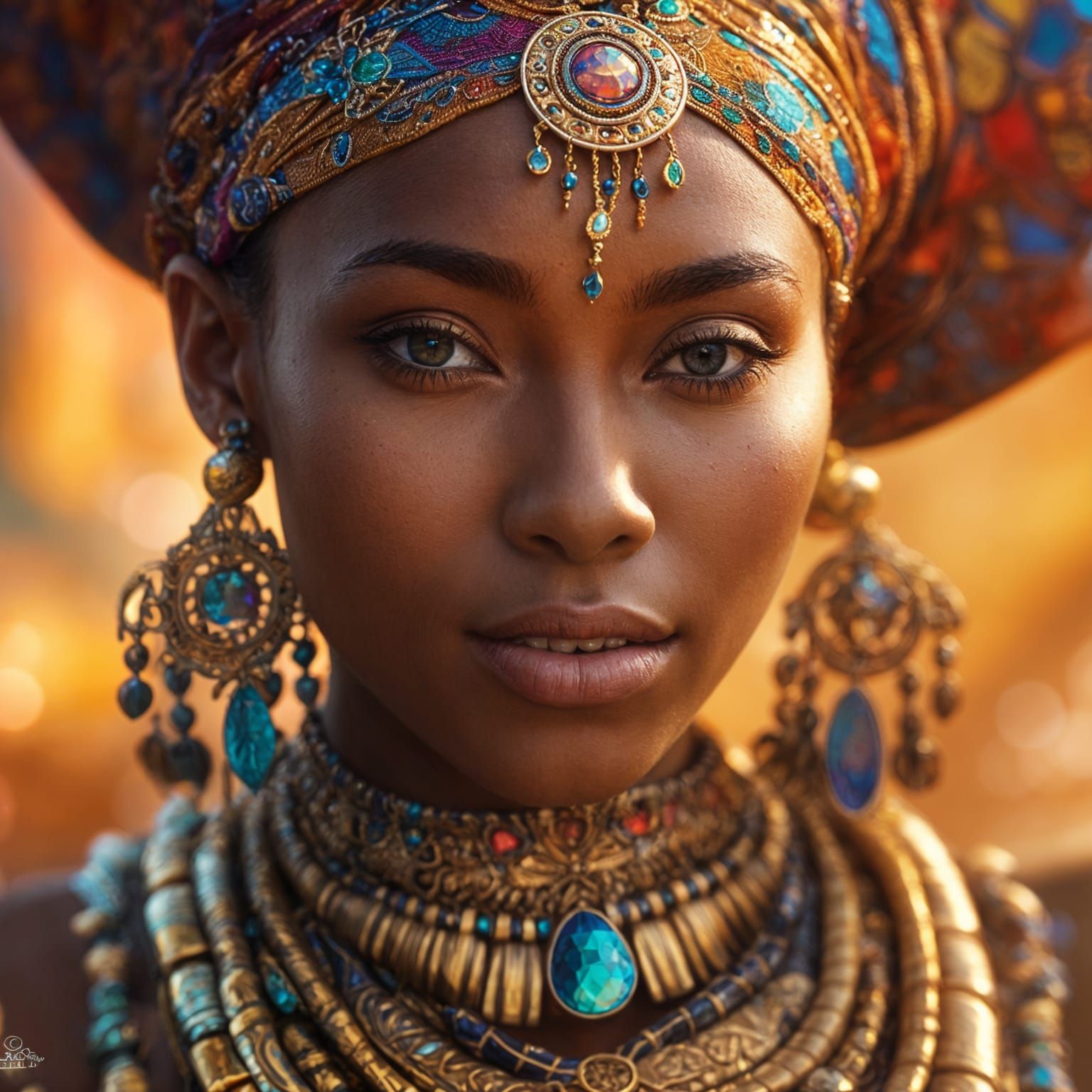 Futuristic African Woman Portrait in Hyperrealistic Style