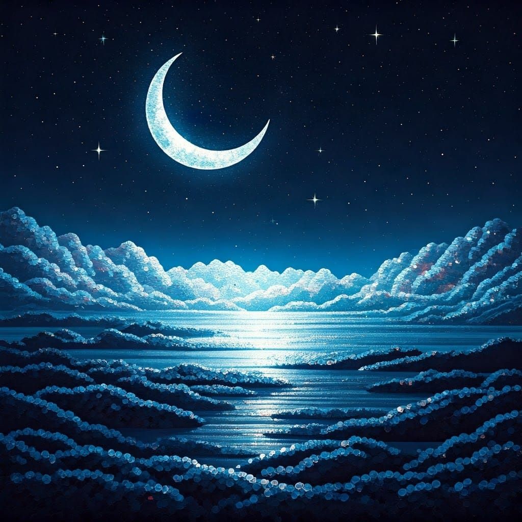 Sequin Night Sky in Japanese Ink Style