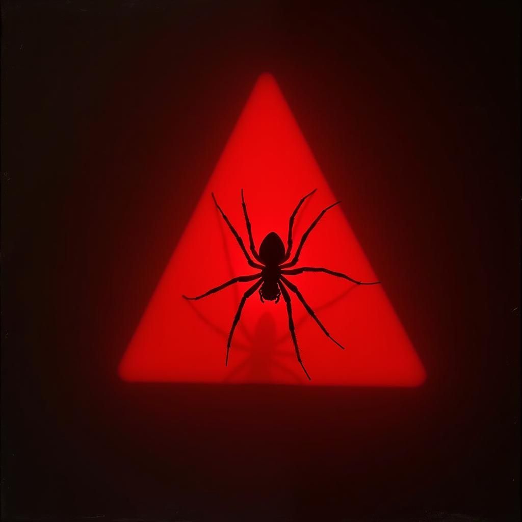 Spider on Red Triangle in Cinematic Lighting