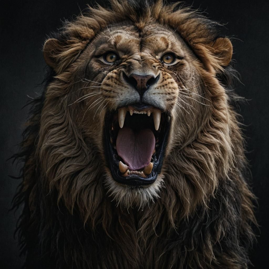 Dramatic Lion Portrait with Expressive Eyes