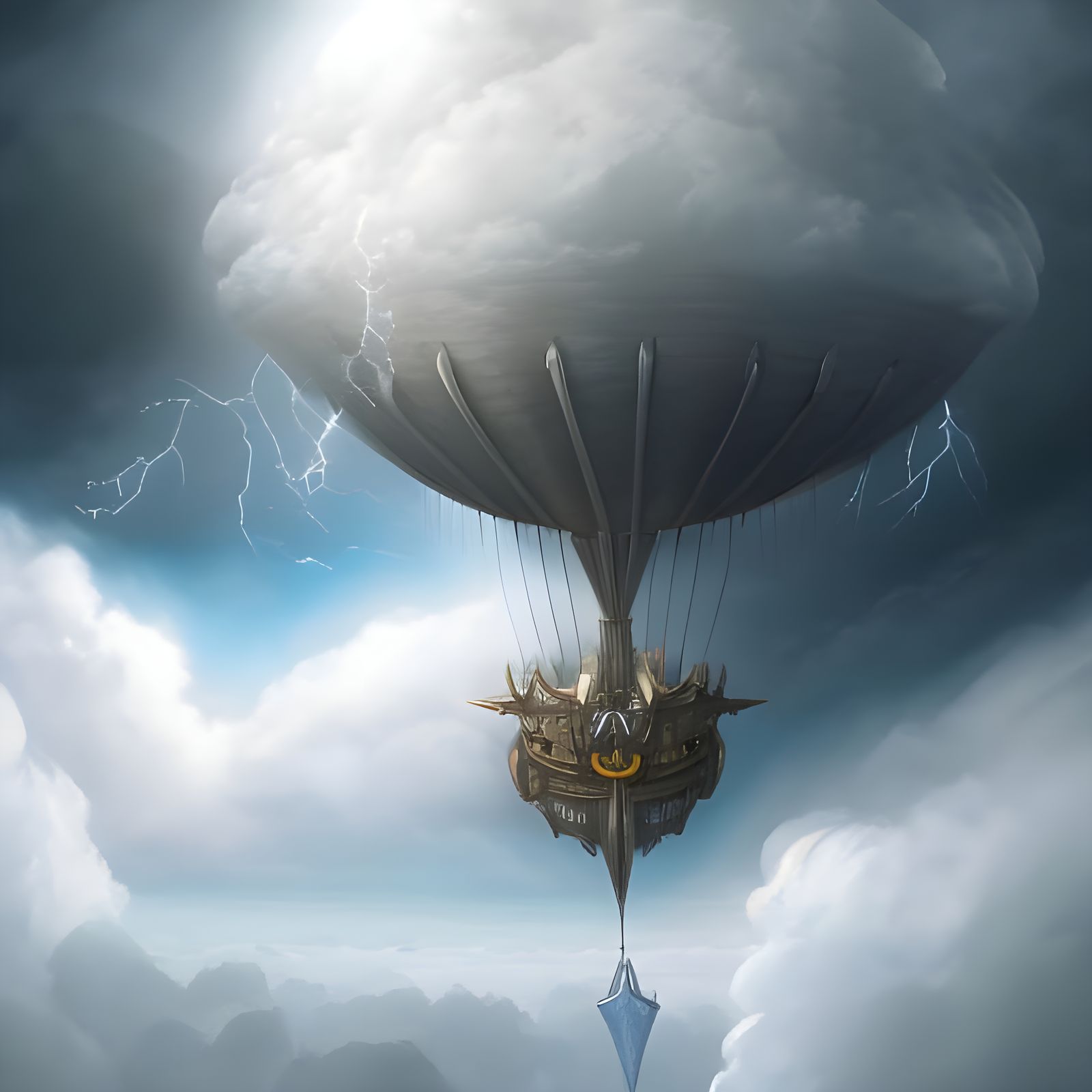 Draven Airship in High Fantasy Cloudscape