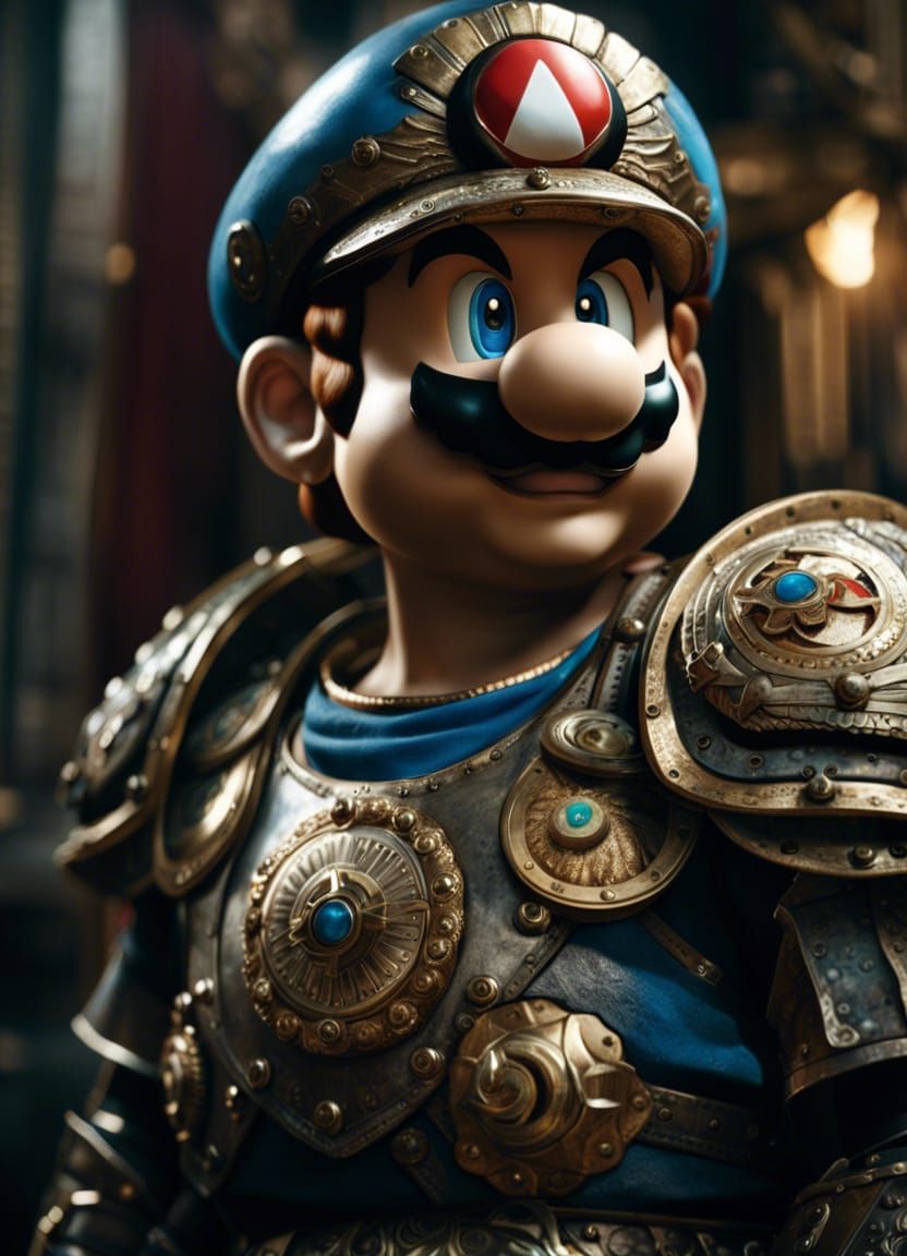 Hyperrealistic Mario in Greek Battle Armor