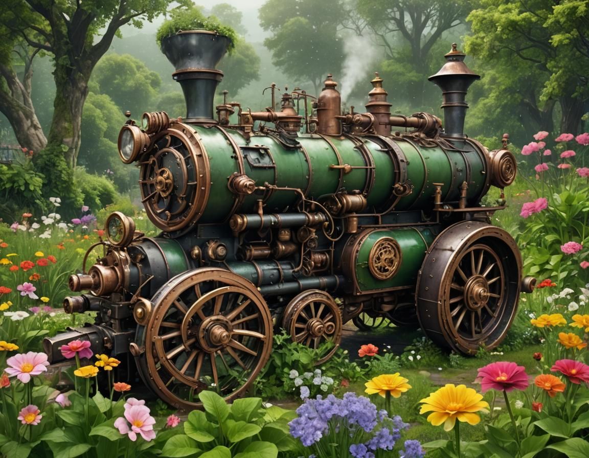 Steampunk Garden on a Hill by the Sea