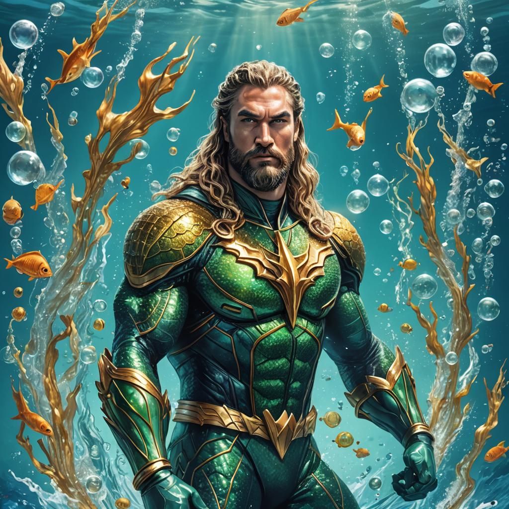 Aquaman's Surreal Seascape: An Impressionistic Oil Painting