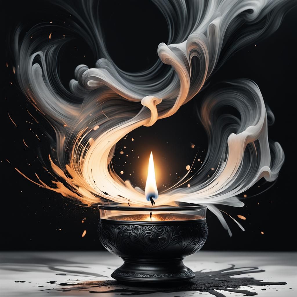 Motion Blur Candle in Ink Painting Style