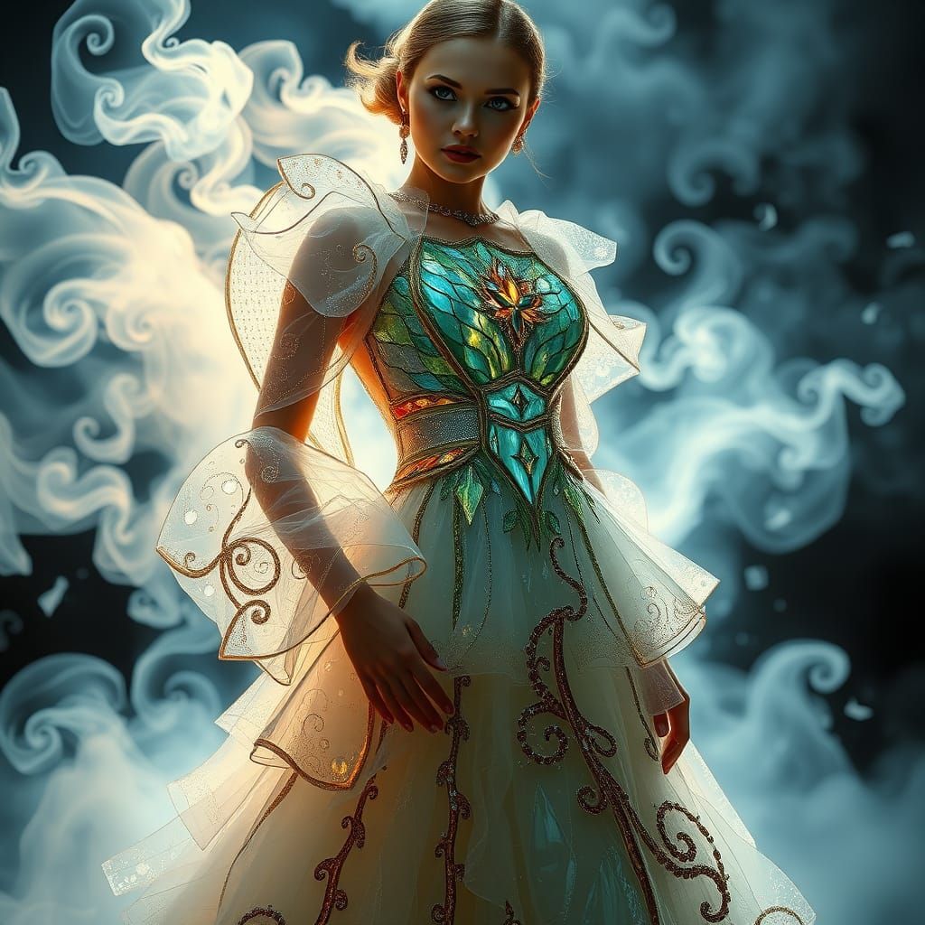 Ethereal Glass Dress in Mystical Light