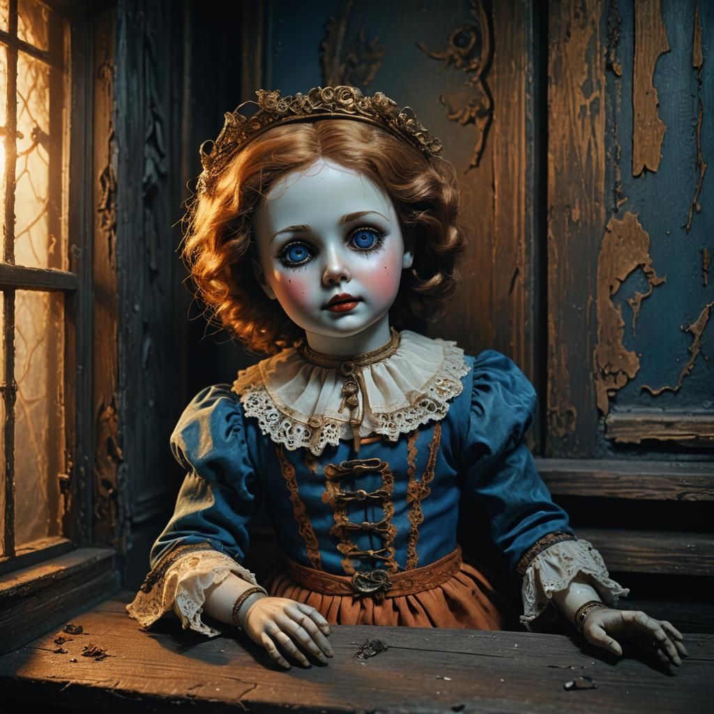 Creepy Antique Doll in Abandoned Attic