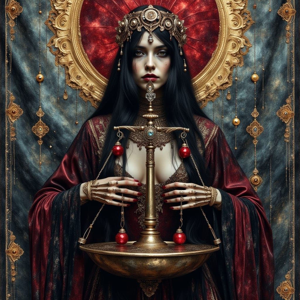 Gothic Banner with Scale and Skeletal Hands