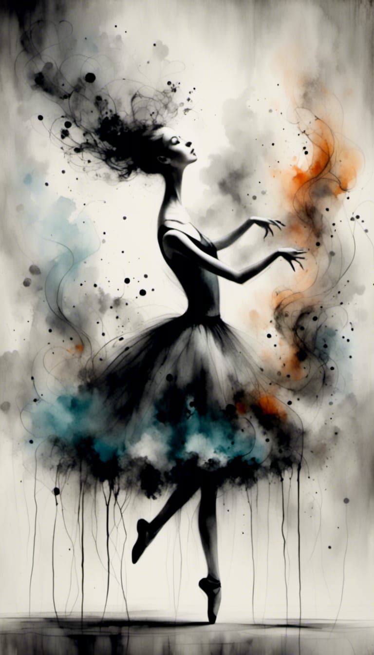 Ethereal Ballerina Dances in Swirling Smoke Art