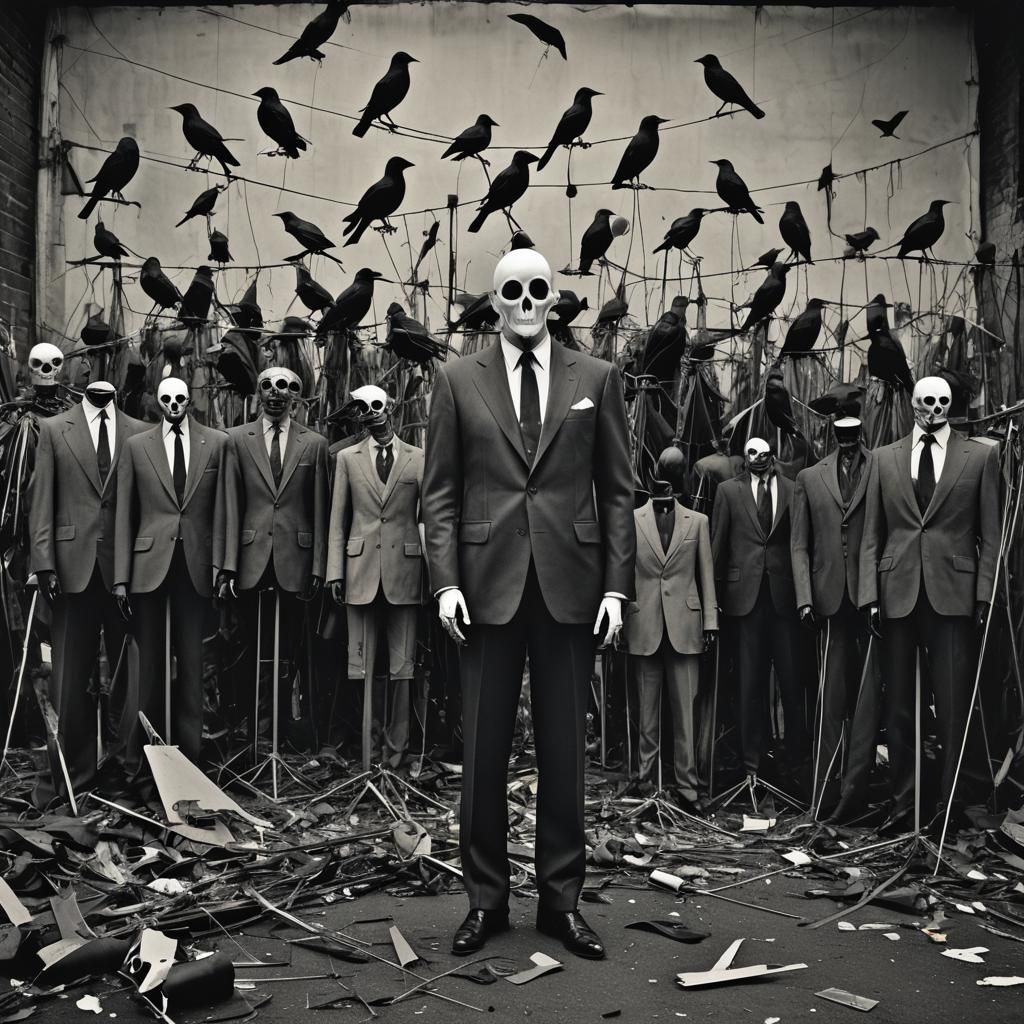 Creepy Retrofuturistic Mannequins in Damaged Polaroid Style