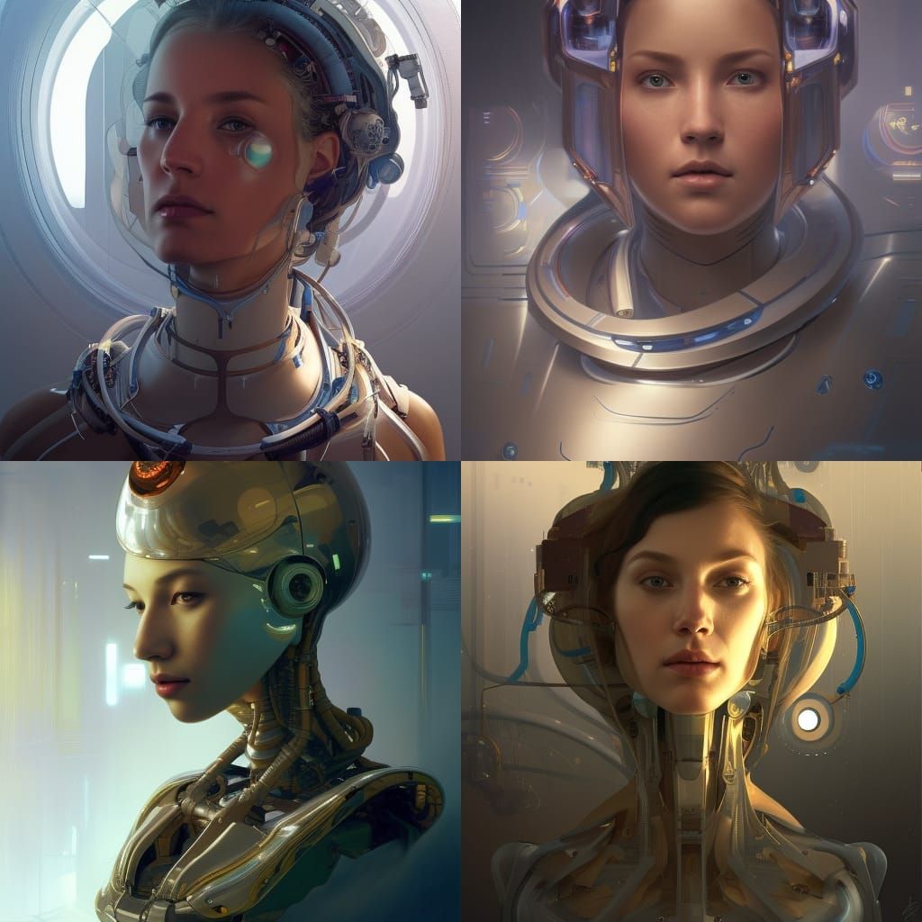 AI Robots in Spaceship Engineering: Detailed Portrait