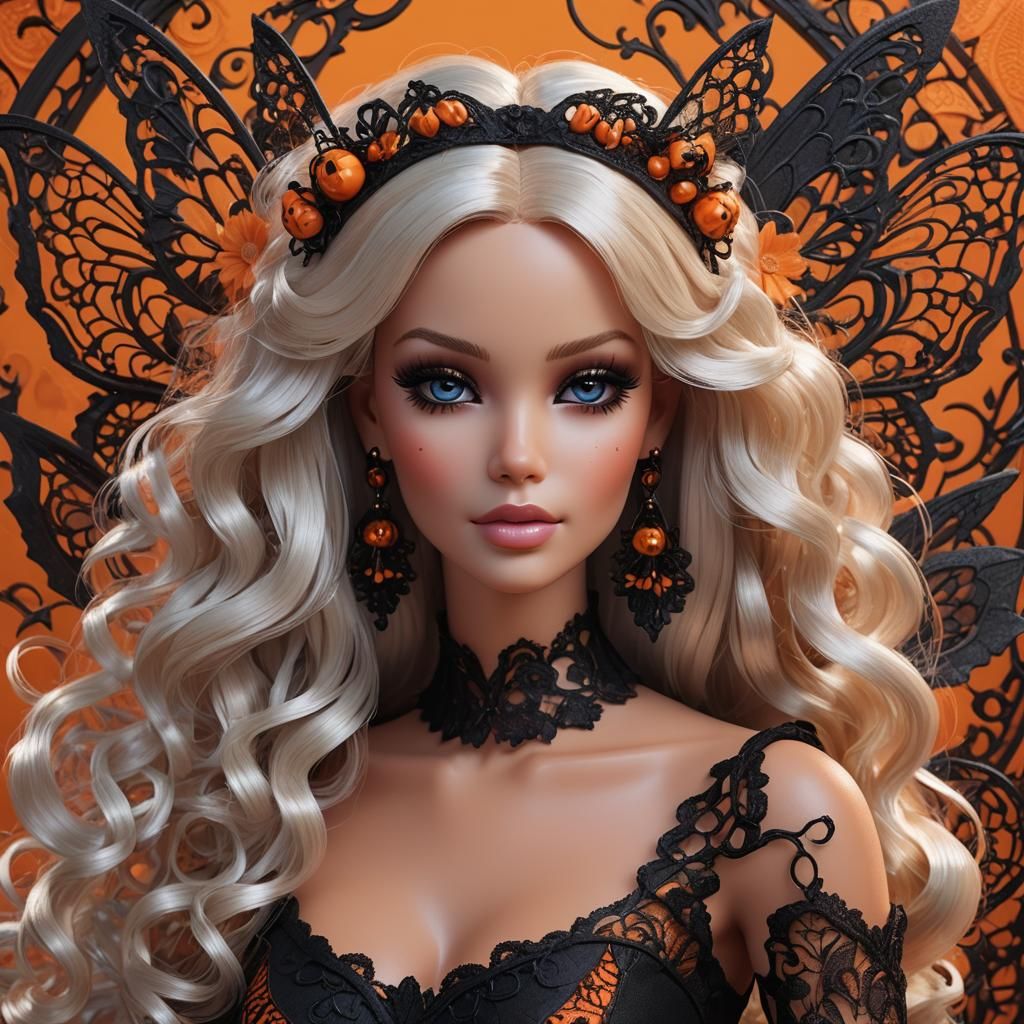 Halloween Barbie Portrait in Hyperrealism