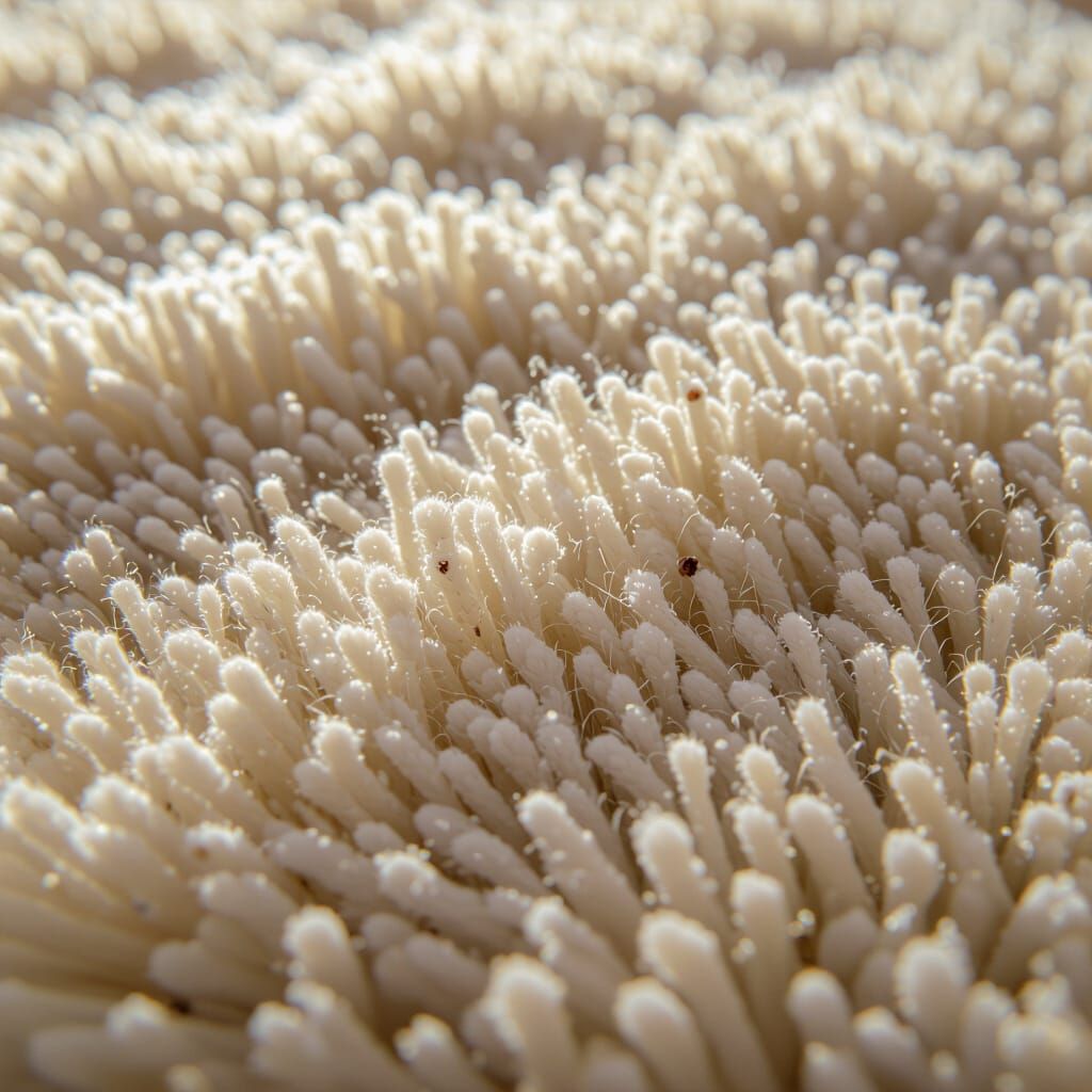 Hyperrealistic Macro View of Thick Cream Carpet Texture