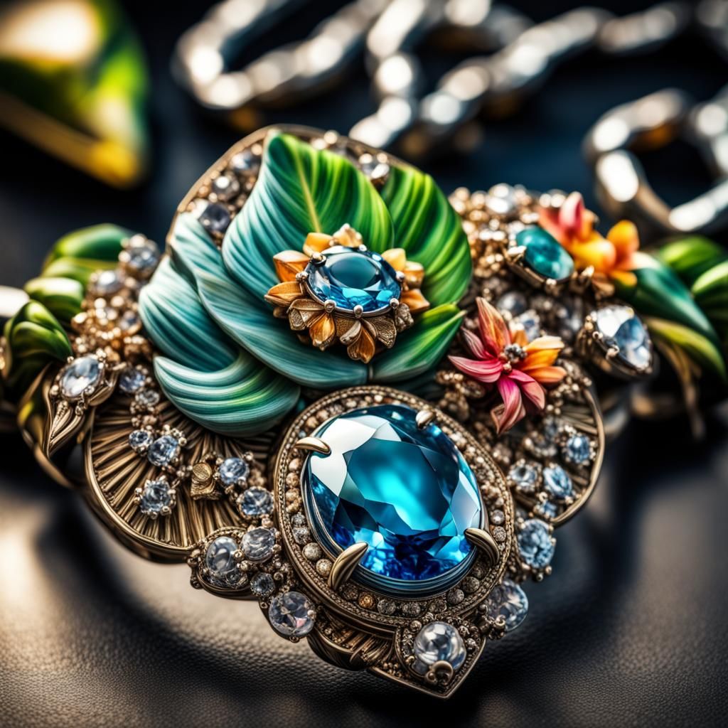 Tropical Graffiti Jewelry with Gems in HDR