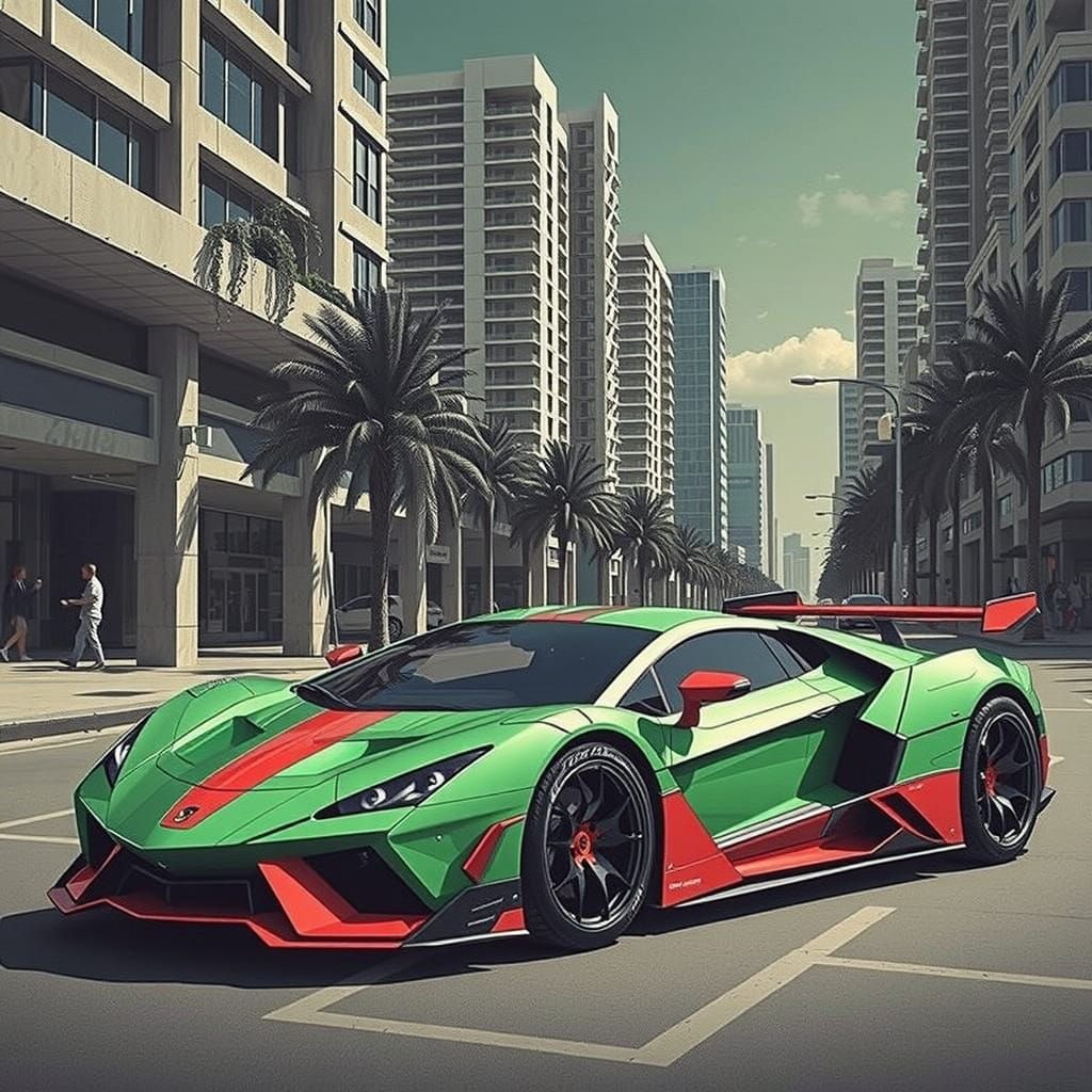 Electric Blue Supercar on Miami Street