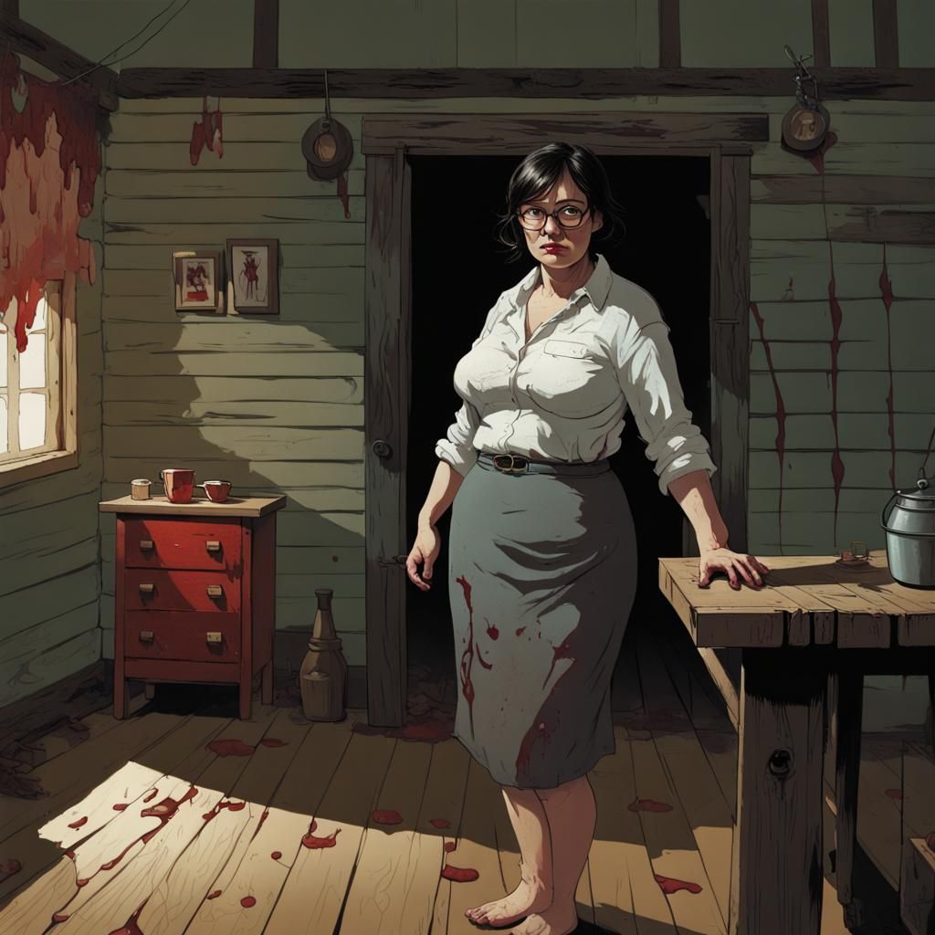 Sinister Cabin Scene in Rutkowski Style