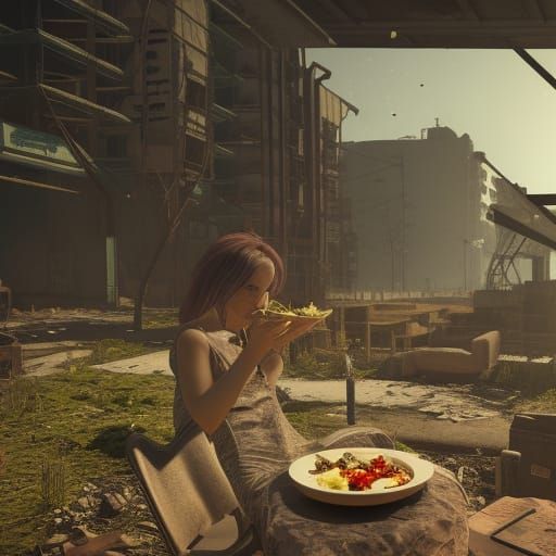 Radioactive Fallout Salad: 3D Game Cinematic Scene