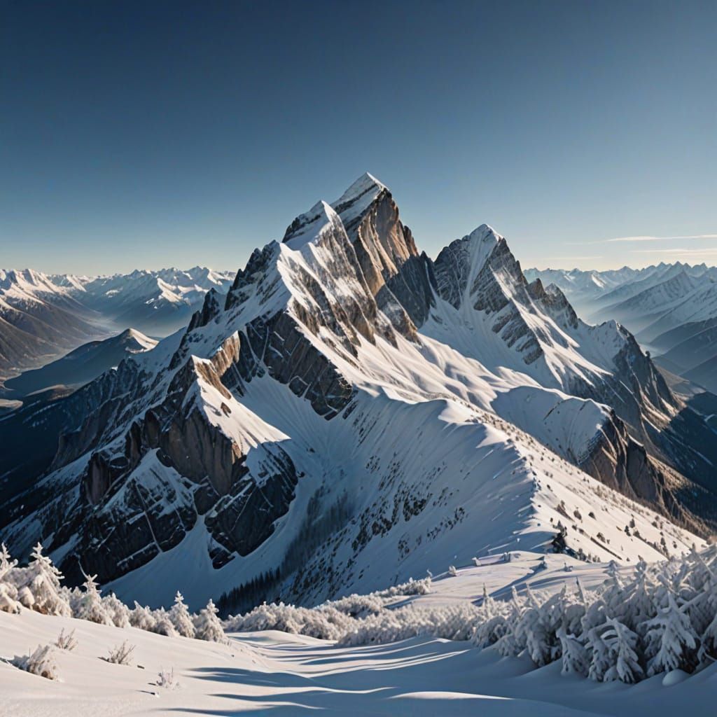 Serene Winter Alps in Hyper-Realistic Photography