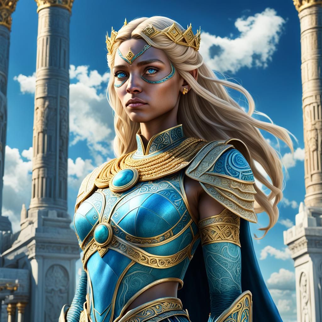 priestess with  blonde hair, Atlanteans, priestess, equality...