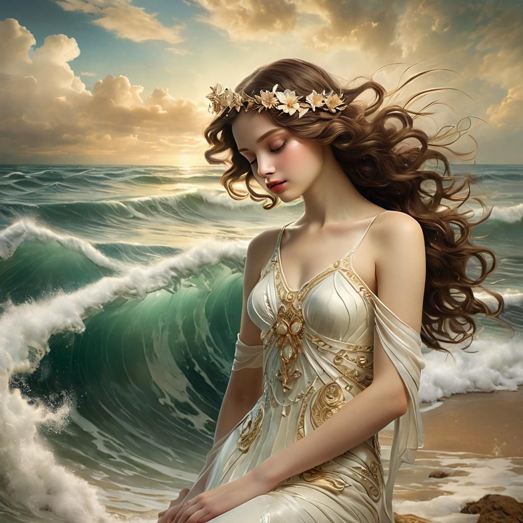 Art Deco Sea Dream in Delicate Natural Colors