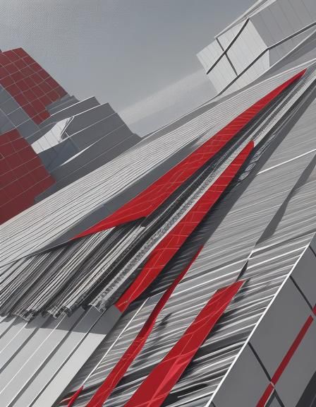 Metallic Red 3D Model in Cubist Style