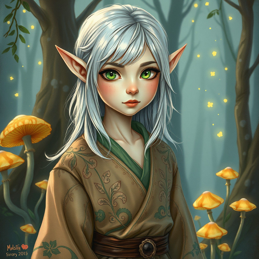 Majestic Elf in Mystical Forest, Fantasy Art