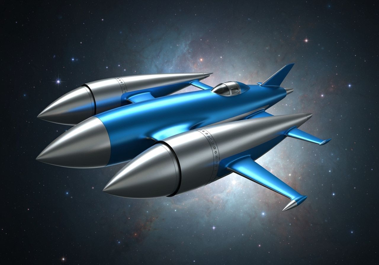 Retro Rocket Ship in Comic Art Style