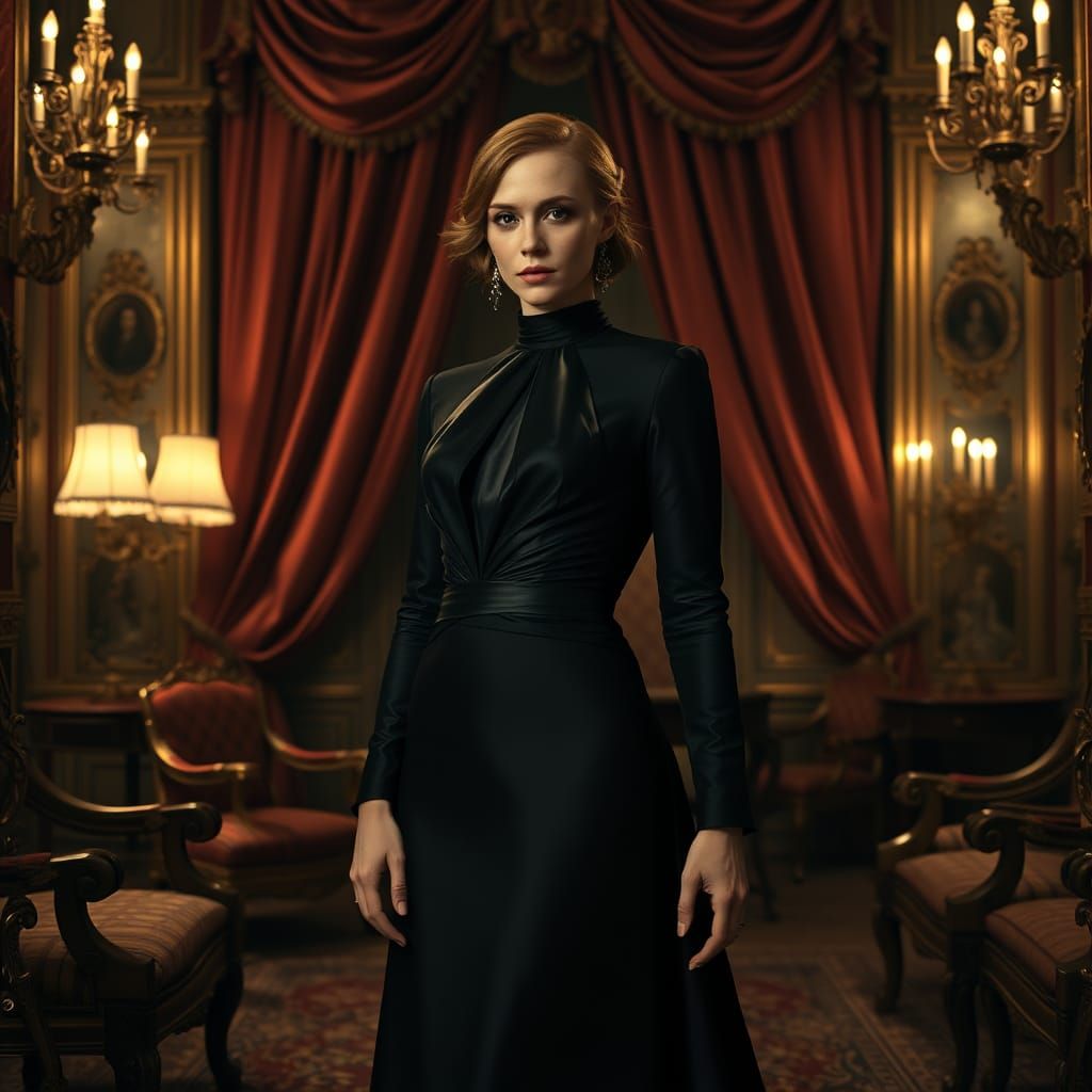 Elegant Woman in Baroque Setting: Old Master Portrait