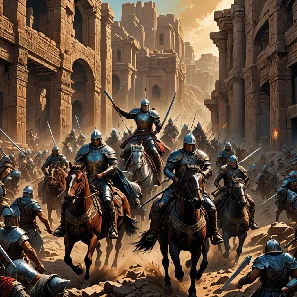 Armored Warriors Charge into Battle in Ancient Mesopotamia