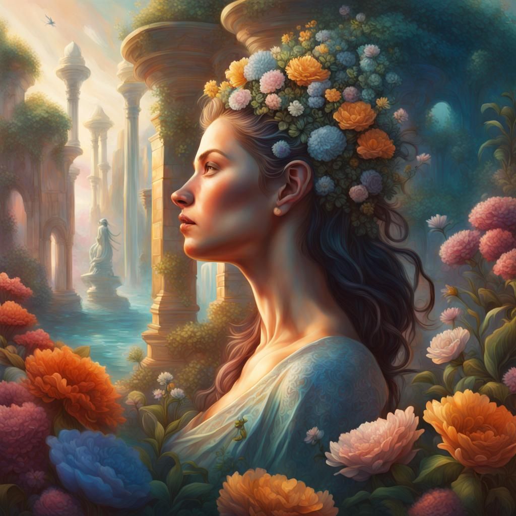 Hyperrealistic Atlantis Garden with Crystal Temple