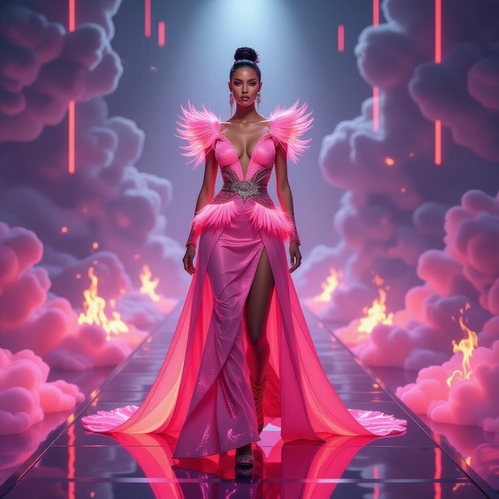 Futuristic Goddess Made of Glowing Threads