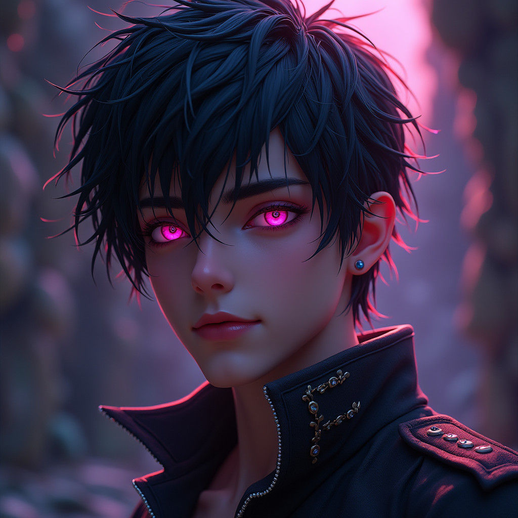 Young Man with Magenta Eyes, Fantasy Concept Art