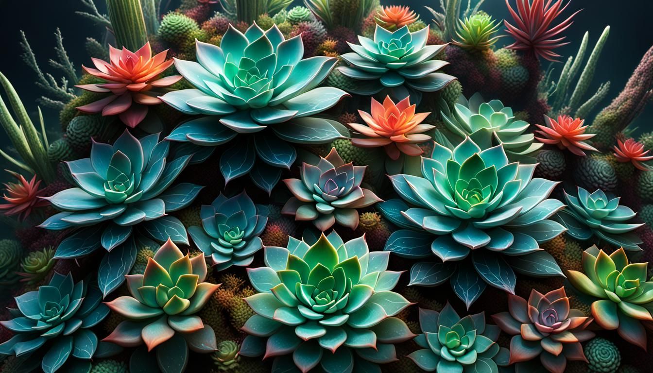 Feathered Succulents: Detailed Matte Painting