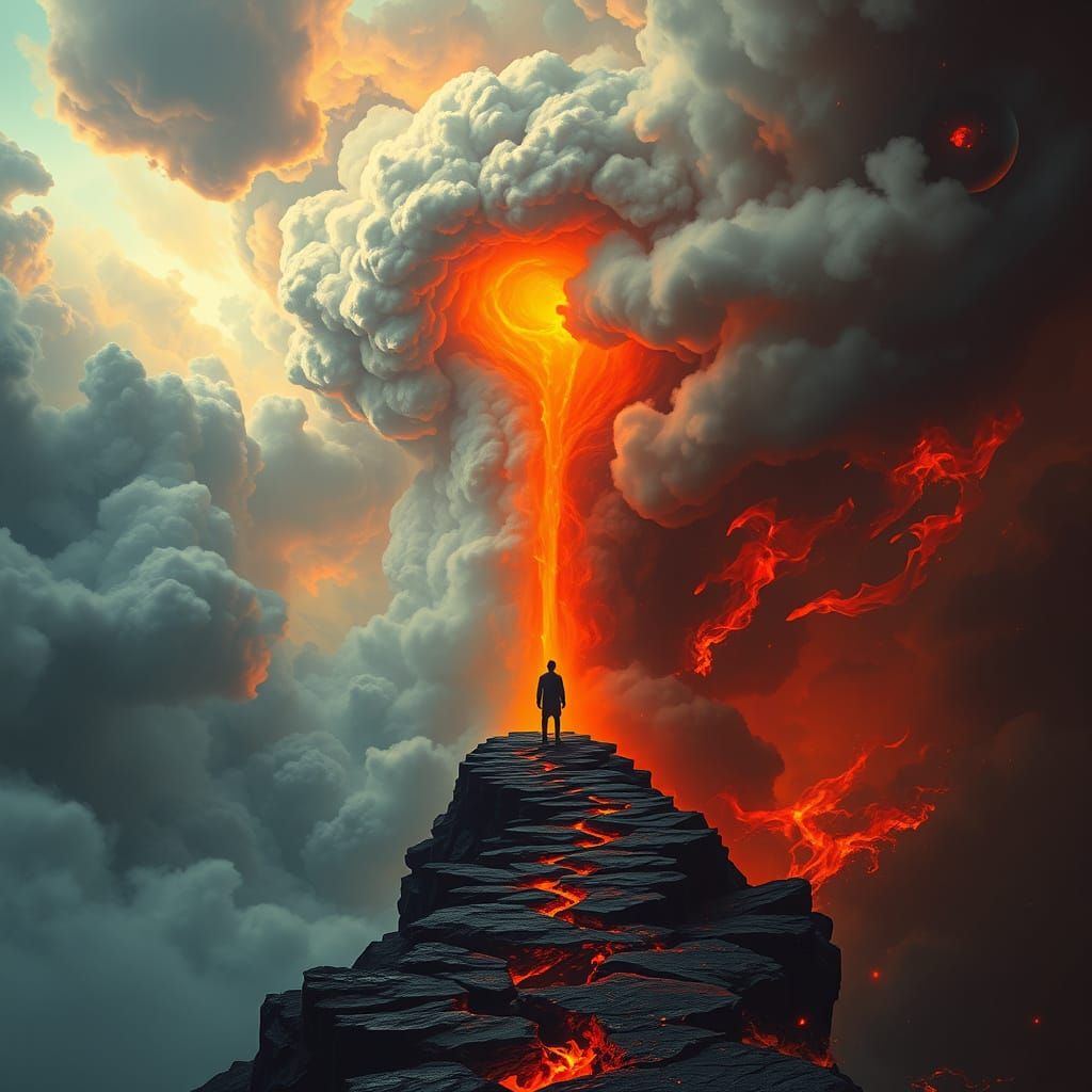 Mystical Border Between Heaven and Hell in Dark Surrealism