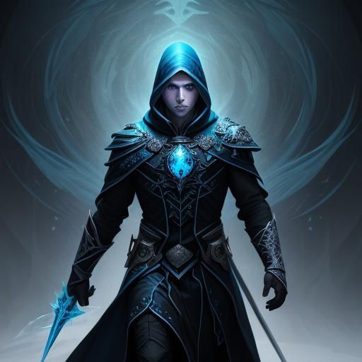 Mage Manipulating Black Ice: Dark Fantasy Concept Art