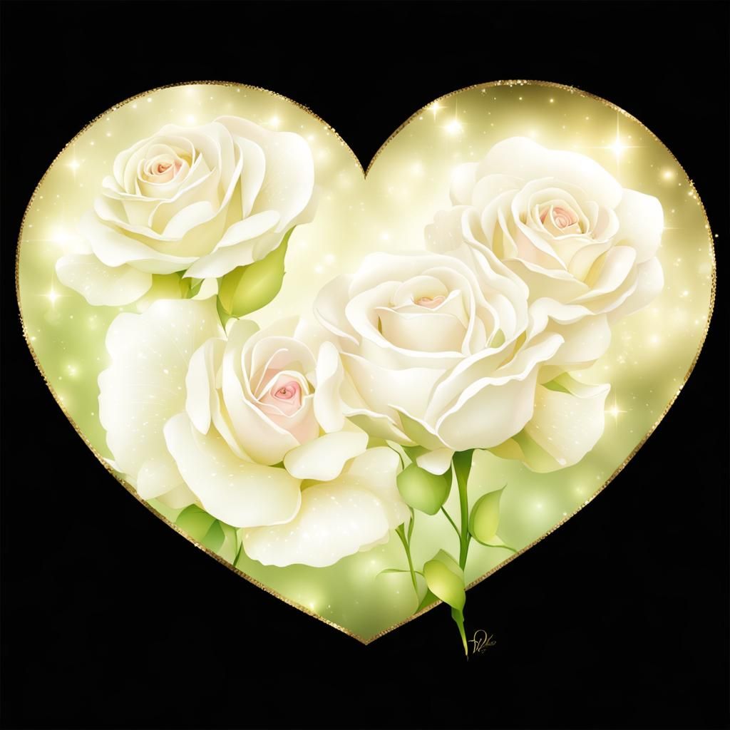 Realistic Pink Roses with Golden, Divine Love