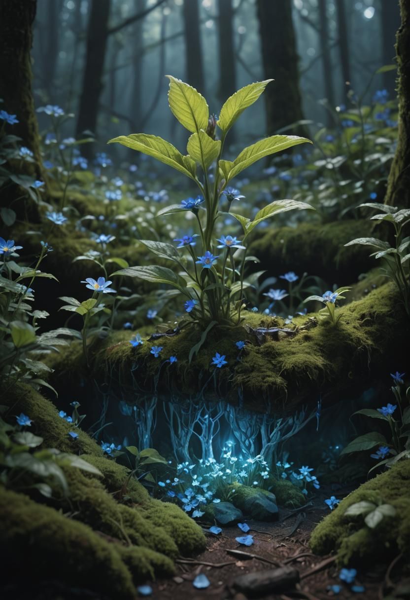 Mysterious Glowing Forest Portrait in Photorealism
