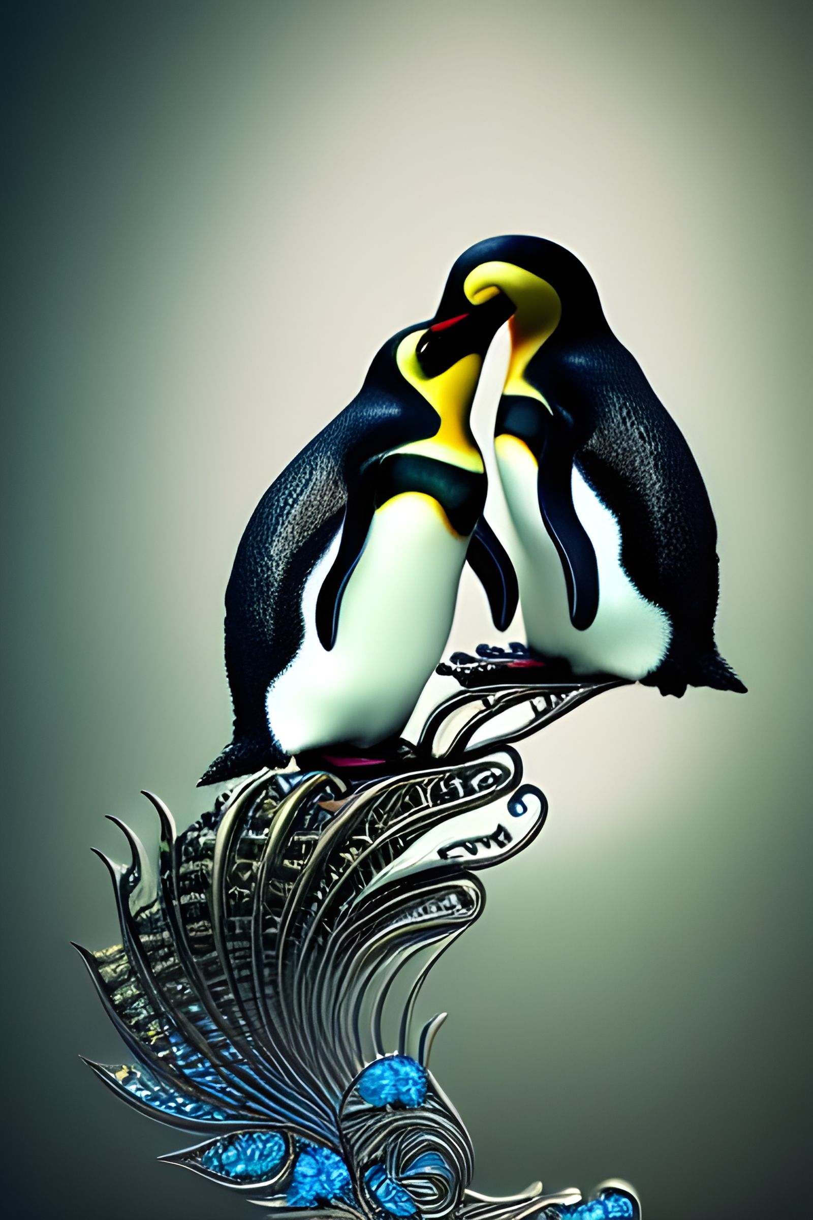Penguin Queen with Fractal Jewelry in 3D