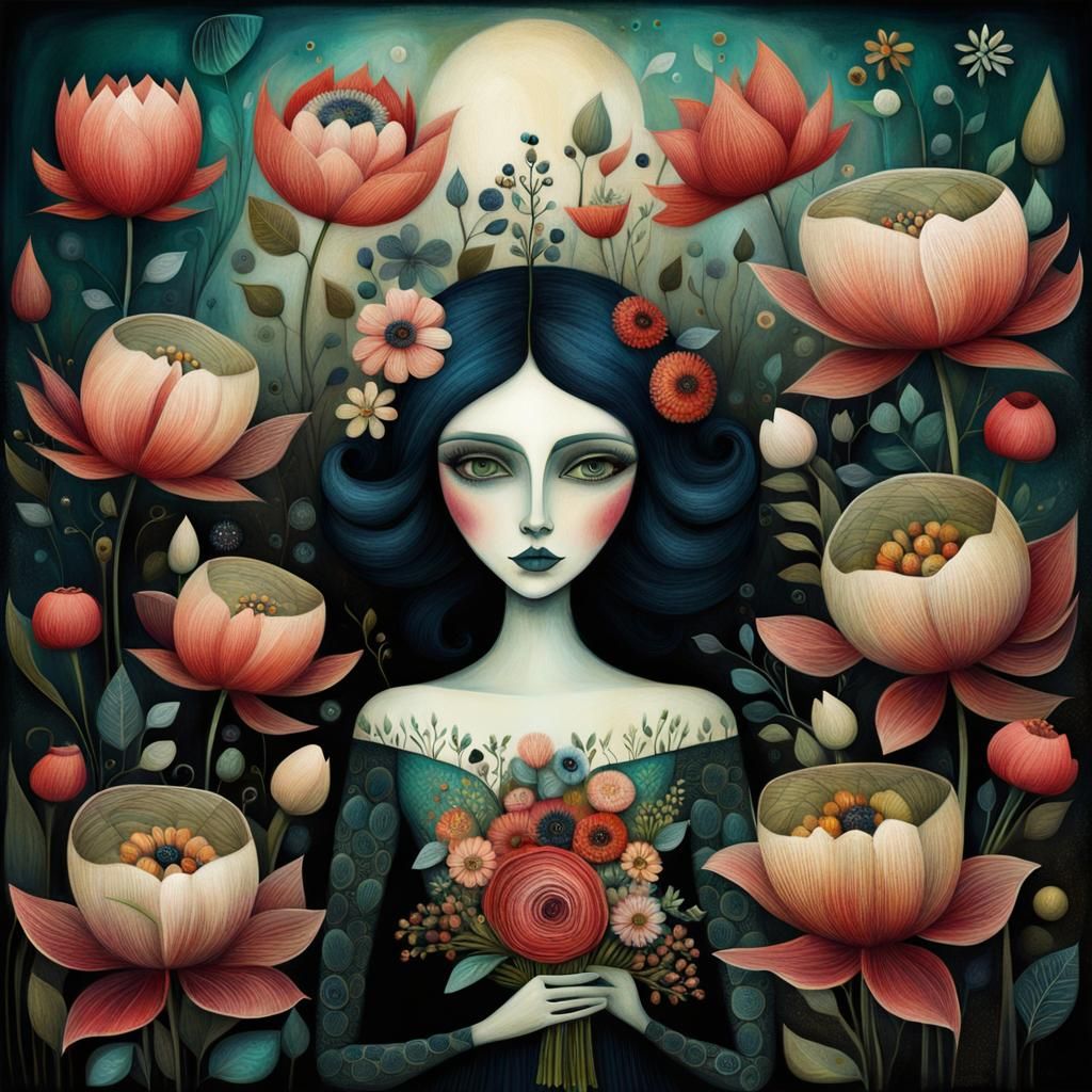 Gorgeous Flower Bouquet in Art Brut Style