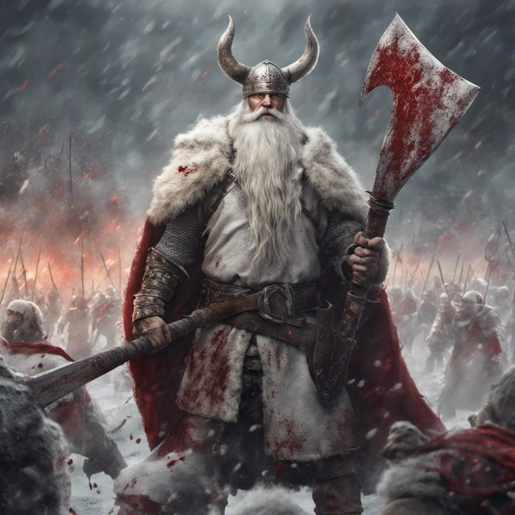 Santa Claus as Viking Warrior: Dark Fantasy Art