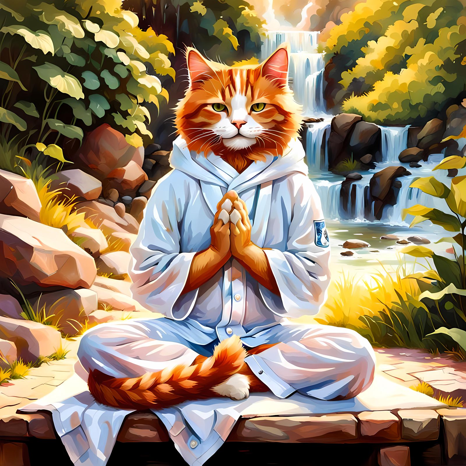 StreetCat Pete Yoga Meditates Bali.