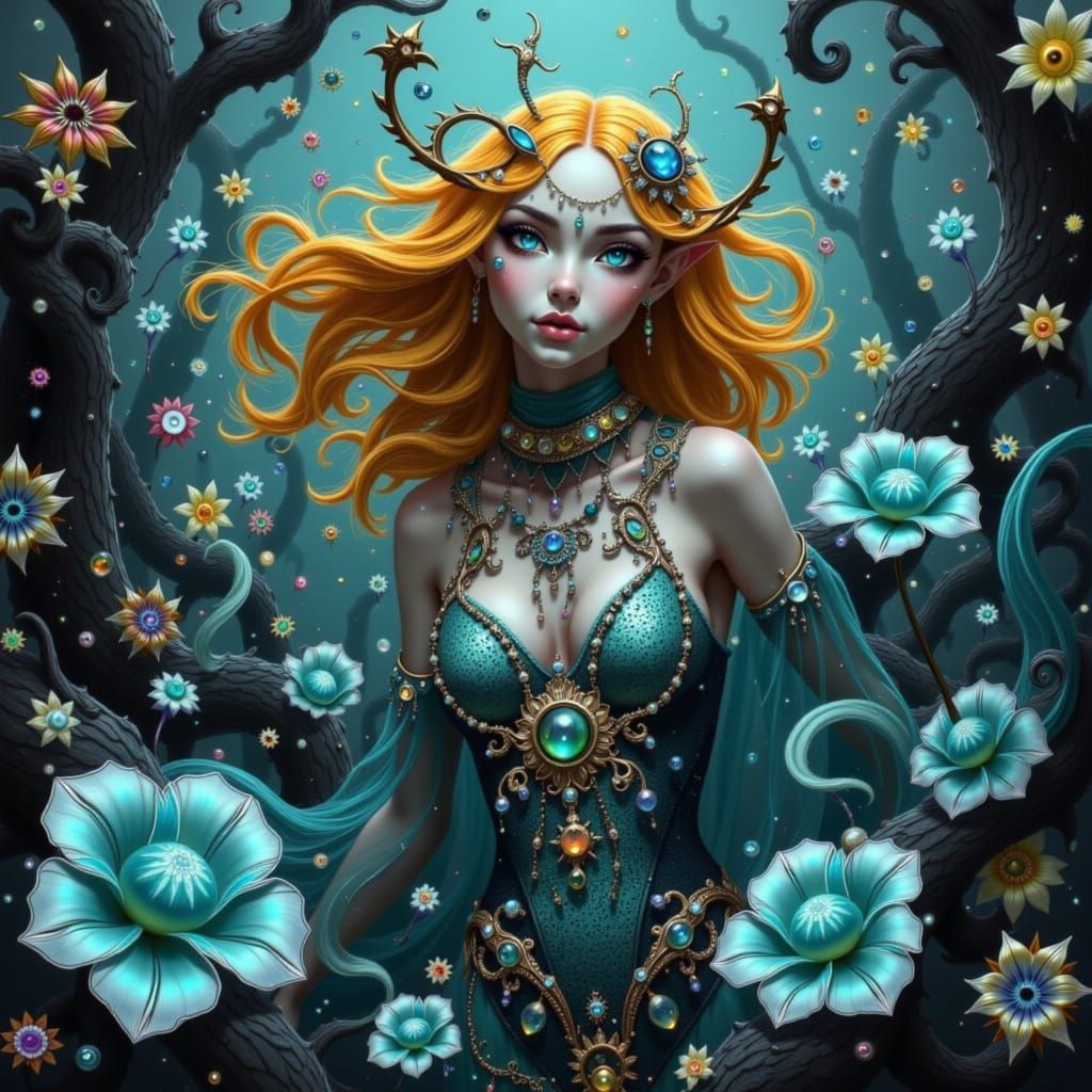 Majestic Deep Sea Elemental in Ethereal Oceanic Landscape