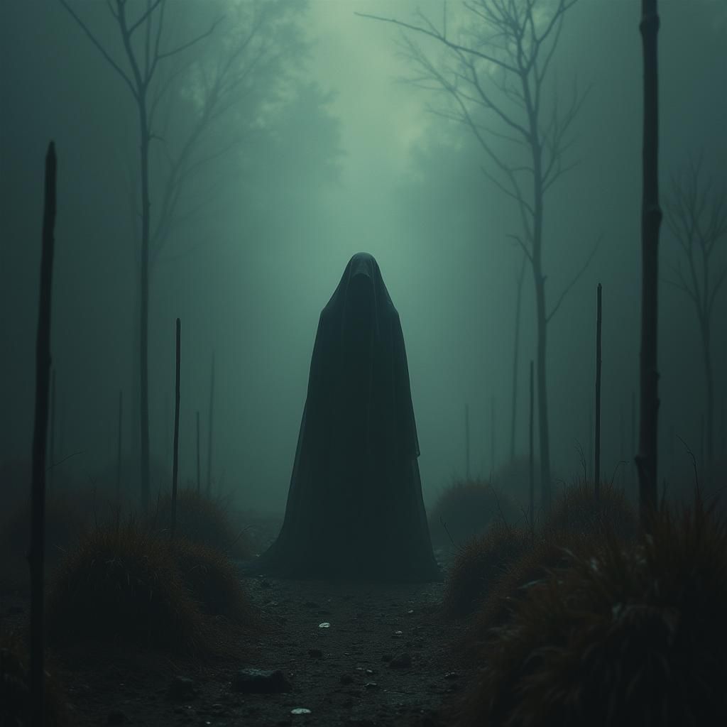 Eerie Figure in Surreal Landscape: Dark Surrealism