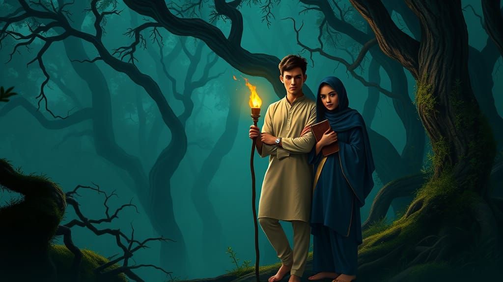 Ethereal Youth Stands Resolute at Jungle's Edge in Mysteriou...